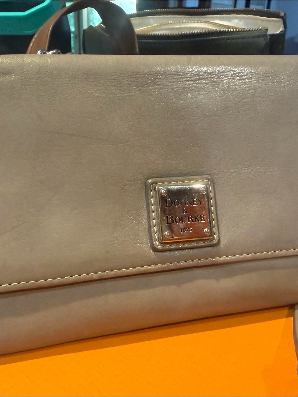 Dooney & Bourke Wexford Leather Daphne Leather Crossbody | Taupe | Red interior